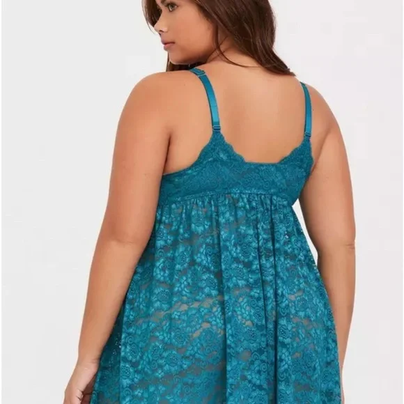 Blue Lace Chemise with Adjustable Straps - Picture 2 of 5